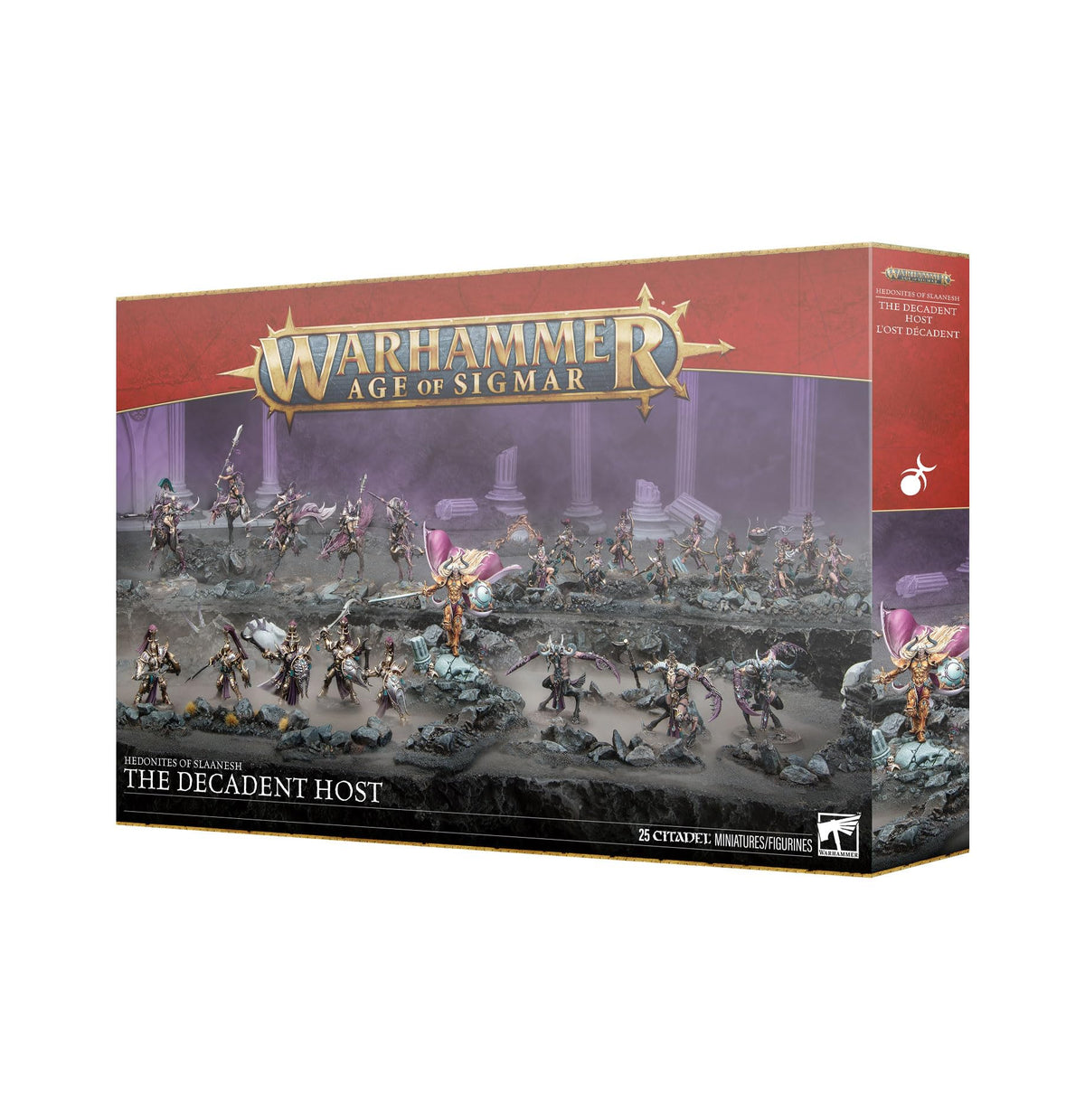 Warhammer Age of Sigmar Battleforce: Hedonites of Slaanesh – The Decadent Host | 25 Plastic Miniatures | Sigvald, Seekers, Painbringers, Archers, Fiendbloods | Unpainted Army Set