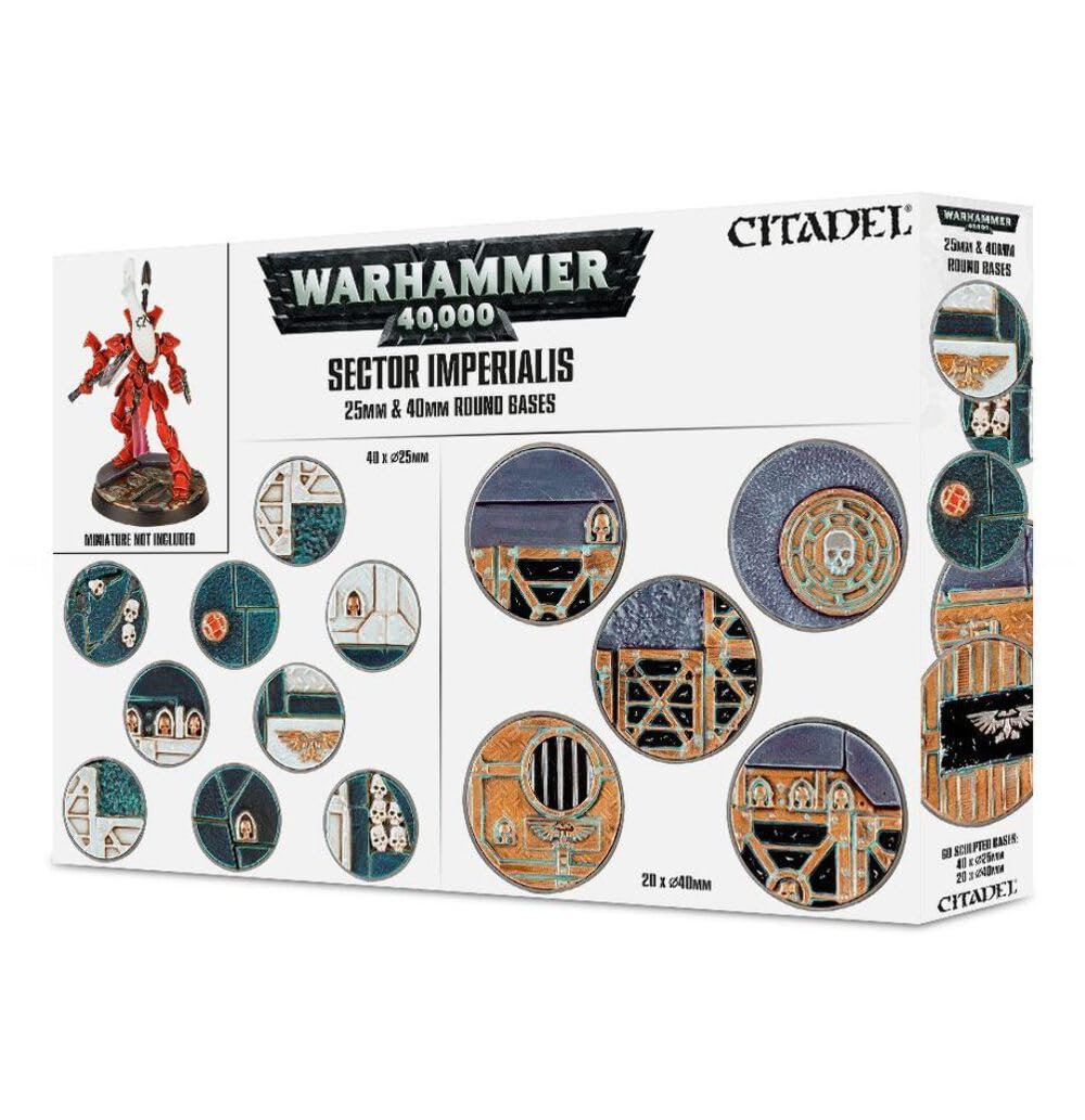 GAMES WORKSHOP 99120199040" Sector Imperialis Twenty Round Bases Action Figure, 25/40 mm