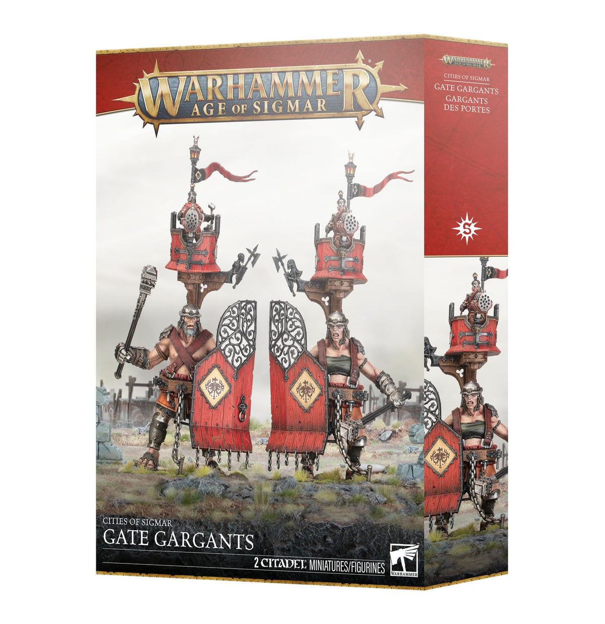 Warhammer Age of Sigmar: Cities of Sigmar Gate Gargants – 71-Piece Multipart Plastic Kit with 2 Miniatures, 80mm Round Bases & Transfer Sheet