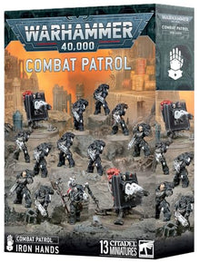 Warhammer 40K: Combat Patrol – Iron Hands Space Marines Miniatures with Techmarine, Heavy Intercessors, Firestrike Servo-Turrets, and Transfer Sheet