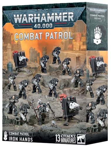Warhammer 40K: Combat Patrol – Iron Hands Space Marines Miniatures with Techmarine, Heavy Intercessors, Firestrike Servo-Turrets, and Transfer Sheet