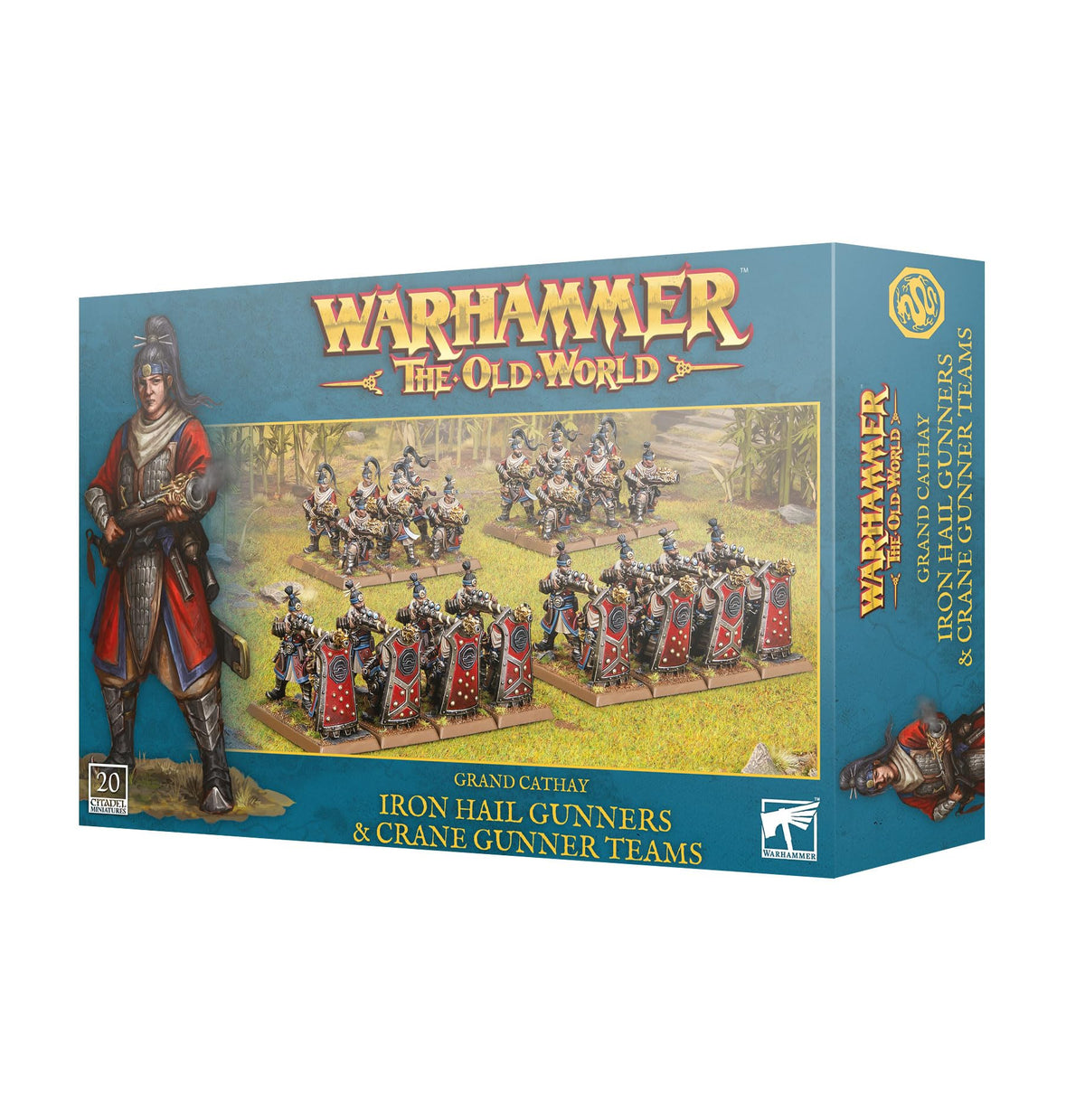Iron Hail Gunners and Crane Gunner Teams for Warhammer The Old World, Grand Cathay Ranged Infantry, 20 Multipart Plastic Miniatures