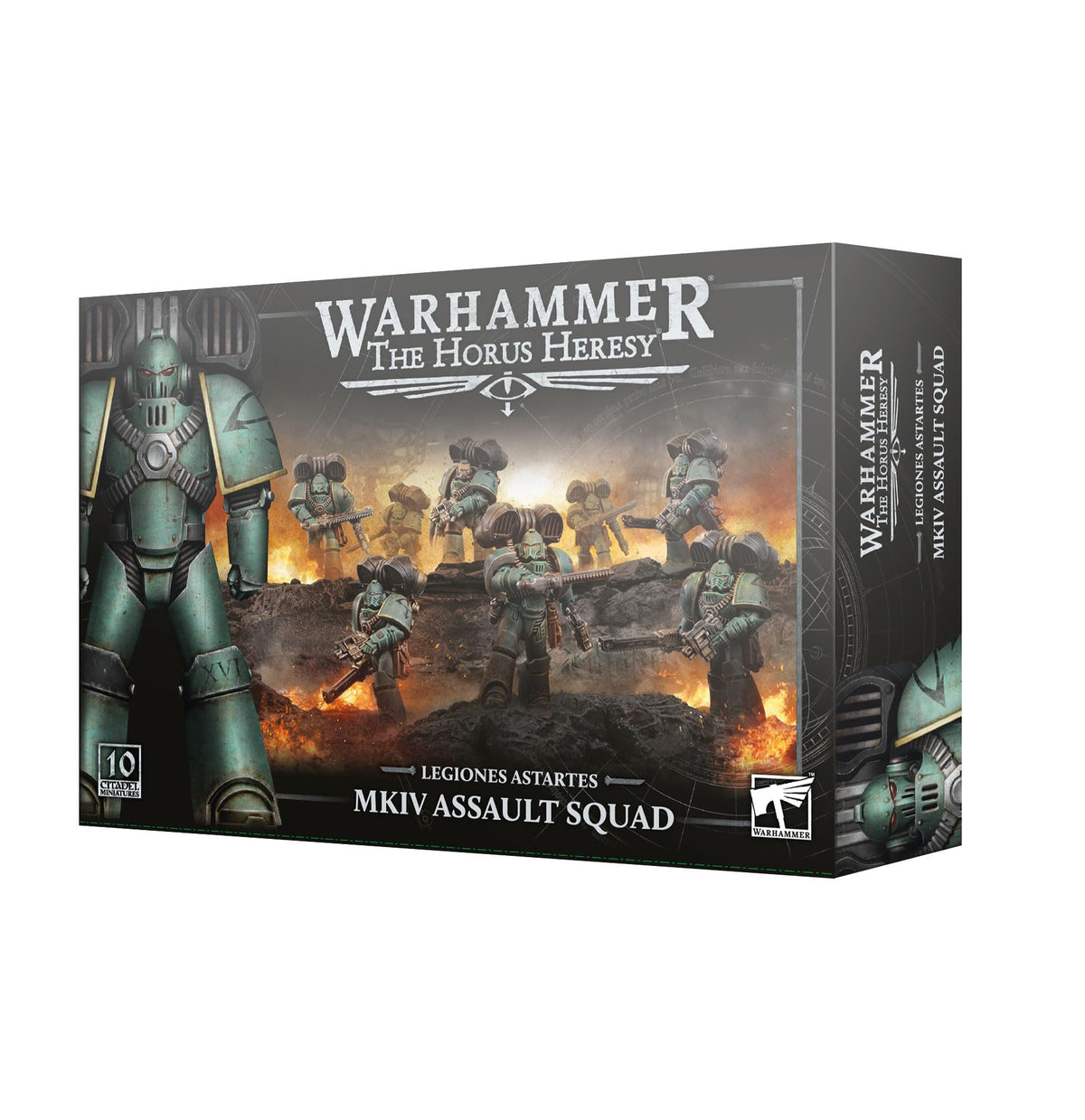 Warhammer: The Horus Heresy Legion MkVI Assault Squad – 10 Plastic Space Marine Legionary Miniatures in Corvus Armour | Multipart Customizable Kit with Transfers | Unpainted Tabletop Wargaming Models