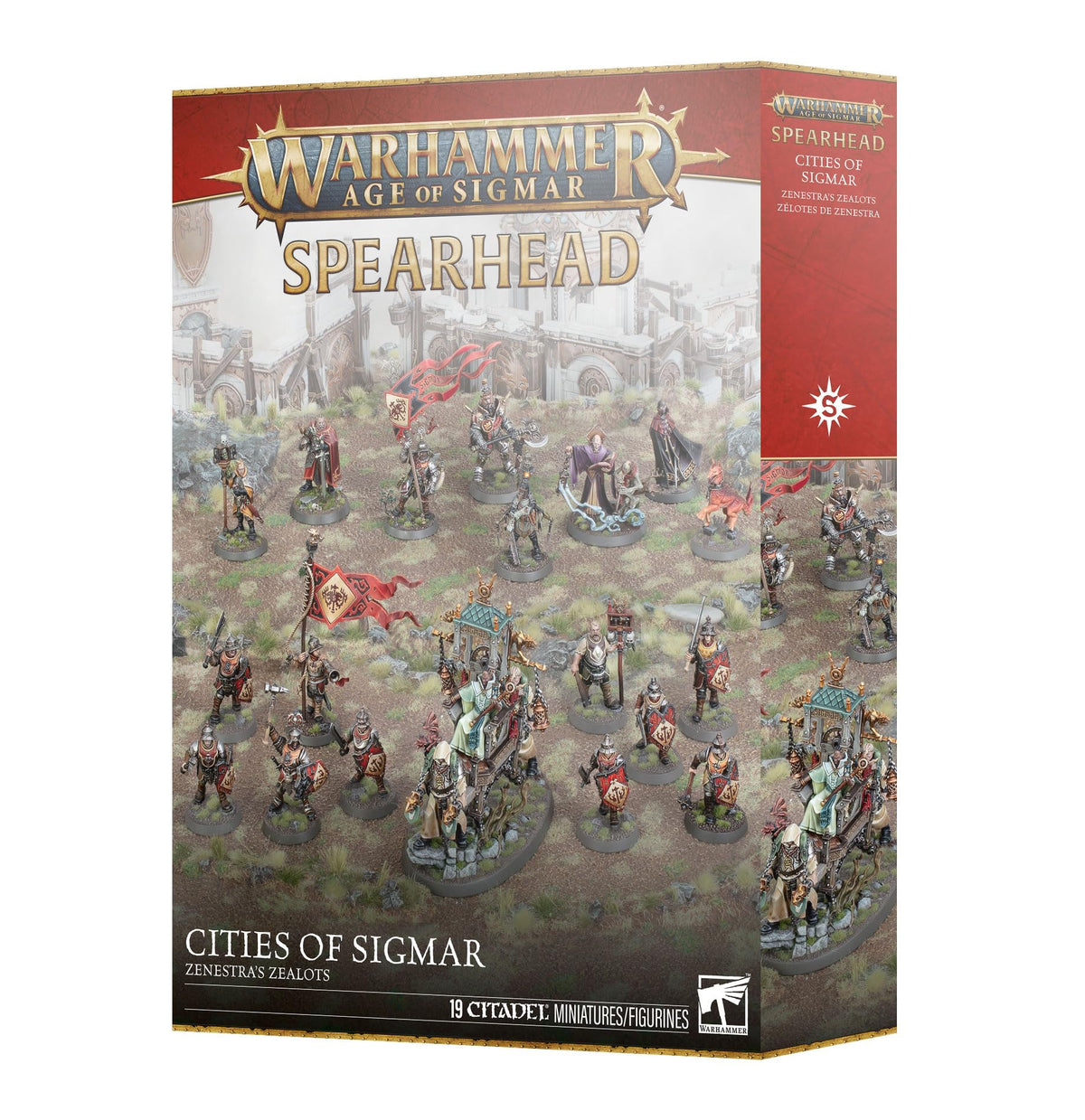 Warhammer Age of Sigmar: Spearhead Cities of Sigmar Zenestra's Zealots – 222-Piece Multipart Plastic Kit with 19 Miniatures & 2 Transfer Sheets