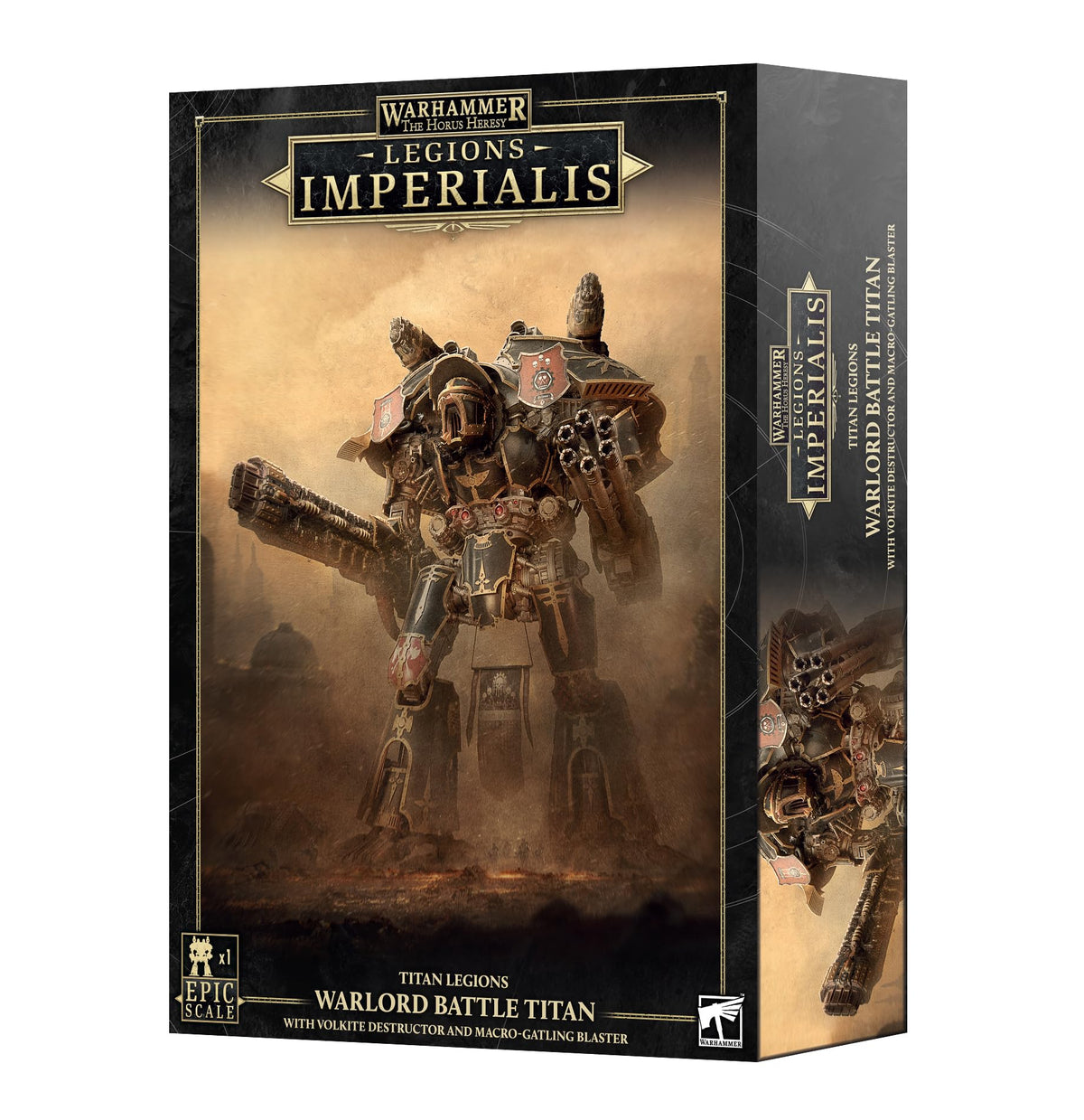 Legions Imperialis Warlord Titan with Volkite Destructor & Macro-Gatling Blaster – Plastic Miniature for Legions Imperialis & Adeptus Titanicus