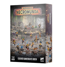Warhammer Necromunda Escher Underhive Crew – 20 Plastic Miniatures Starter Gang with Weapons & Upgrades, Gang Fighters, Death-Maidens, WYLD Runners & Phelynx, Unpainted House Escher Set