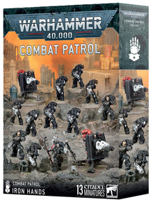 Warhammer 40K: Combat Patrol – Iron Hands Space Marines Miniatures with Techmarine, Heavy Intercessors, Firestrike Servo-Turrets, and Transfer Sheet