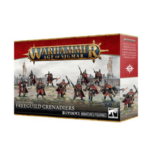 Warhammer Age of Sigmar: Cities of Sigmar Freeguild Grenadiers – 97-Piece Multipart Plastic Kit with 10 Miniatures & 28.5mm Round Bases