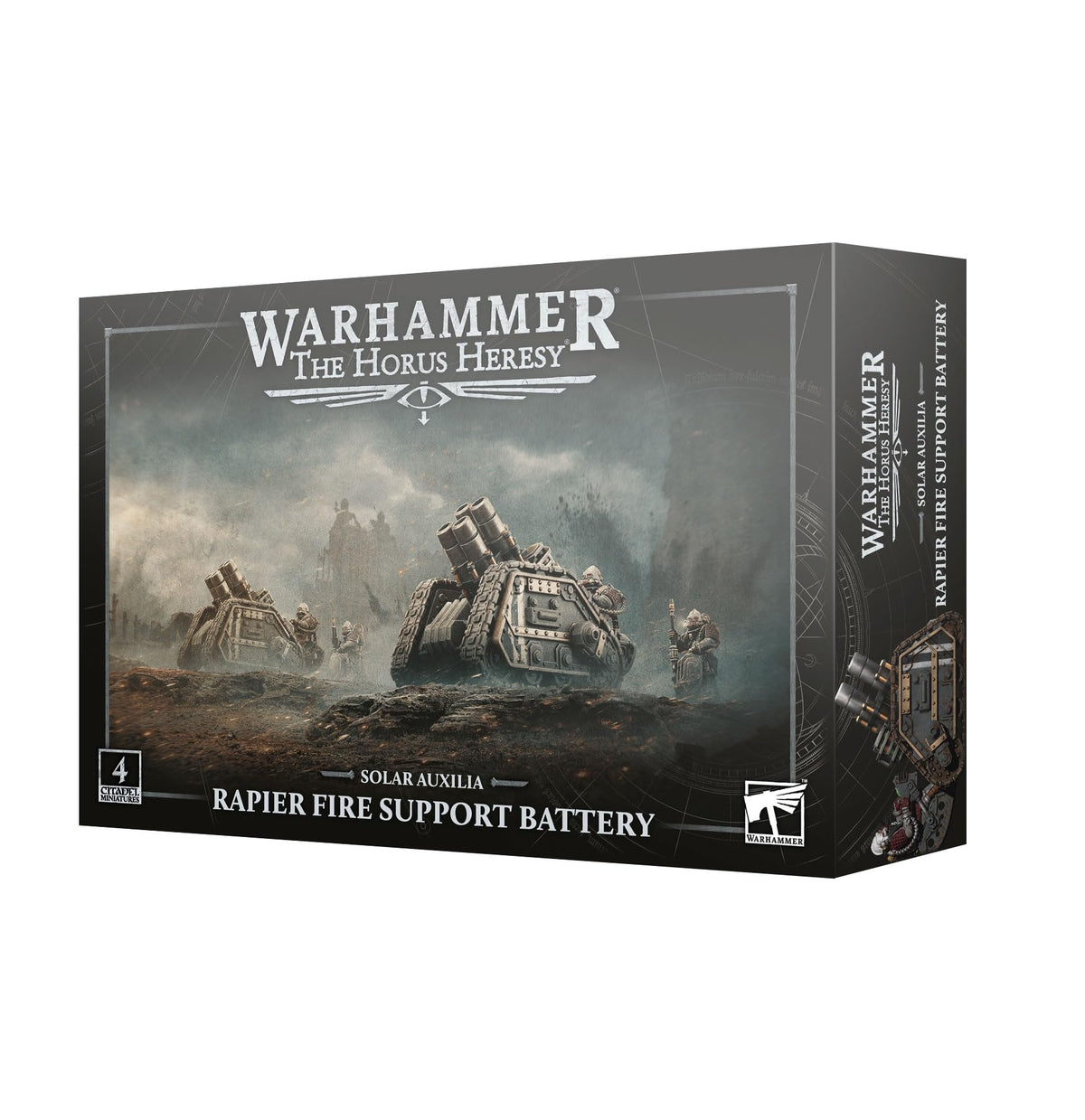 Rapier Fire Support Battery Miniatures for Warhammer The Horus Heresy, Solar Auxilia Heavy Weapons Platforms with Quad Launcher or Mole Mortar, 4 Multipart Plastic Models