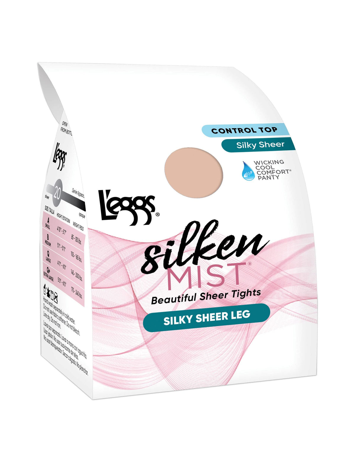L'eggs Women's Silken Mist Control Top Sheer Toe Panty Hose