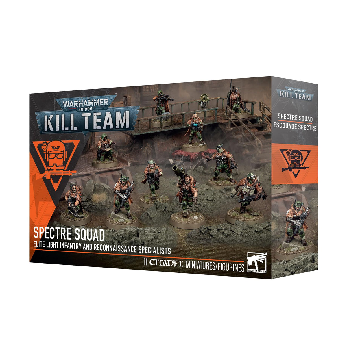 Warhammer 40K Kill Team: Spectre Squad – 11 Plastic Astra Militarum Veteran Miniatures | Multipart Customizable Kit with 38 Tokens & 597 Waterslide Transfers | Unpainted Tabletop Wargaming Models
