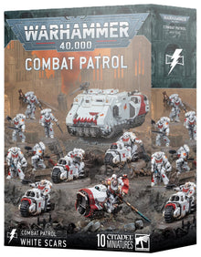 Warhammer 40K: Combat Patrol – White Scars Space Marines Miniatures with Suboden Khan, Assault Intercessors, Outriders, Impulsor, and Transfer Sheet